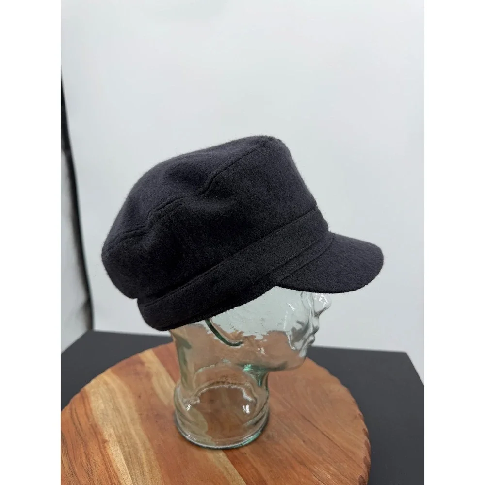 Four Buttons San Diego Hat Co Newsboy Cap Womens OS Black Wool Blend Cabbie Hat